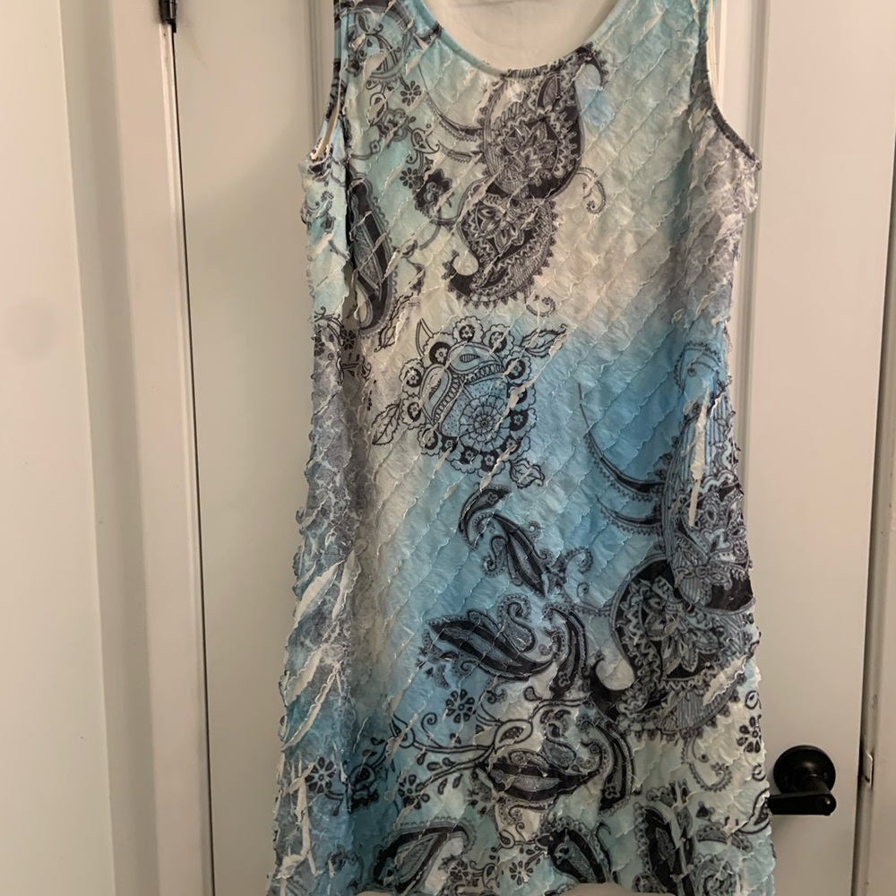 Christopher & Banks Blue and Gray Sleeveless Sundress
